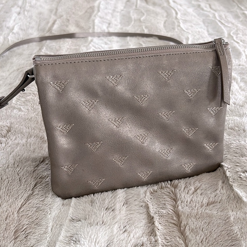 Stella and Dot pewter crossbody clutch